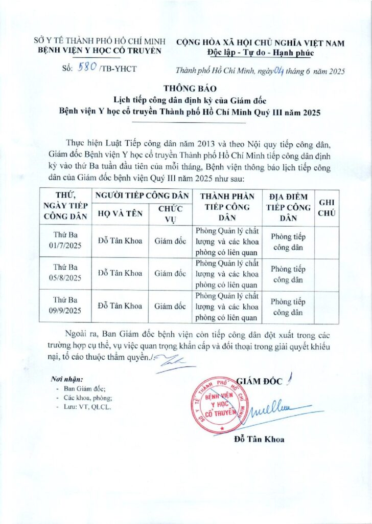 580 TB YHCT 04.6.2025 THONG BAO LICH TIEP CONG DAN DINH KY CUA GD BV YHCT TP.HCM QUY 3 NAM 2025 pdf