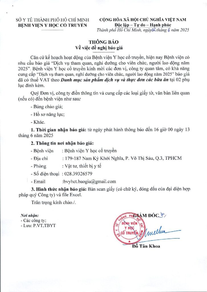 THONG BAO DE NGHI BAO GIA GOI THAU DV THAM QUAN NGHI DUONG CHO VC NLD NAM 2025 BVHCYT 02 06 2025 0001 pdf